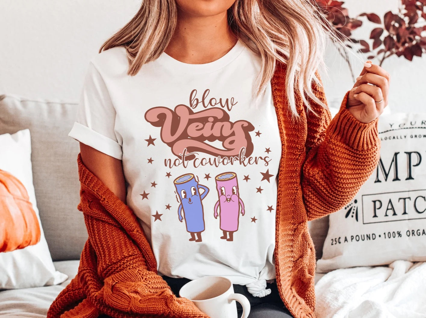 blowveins2white Blow Veins Not Coworkers T-Shirt - Image 1