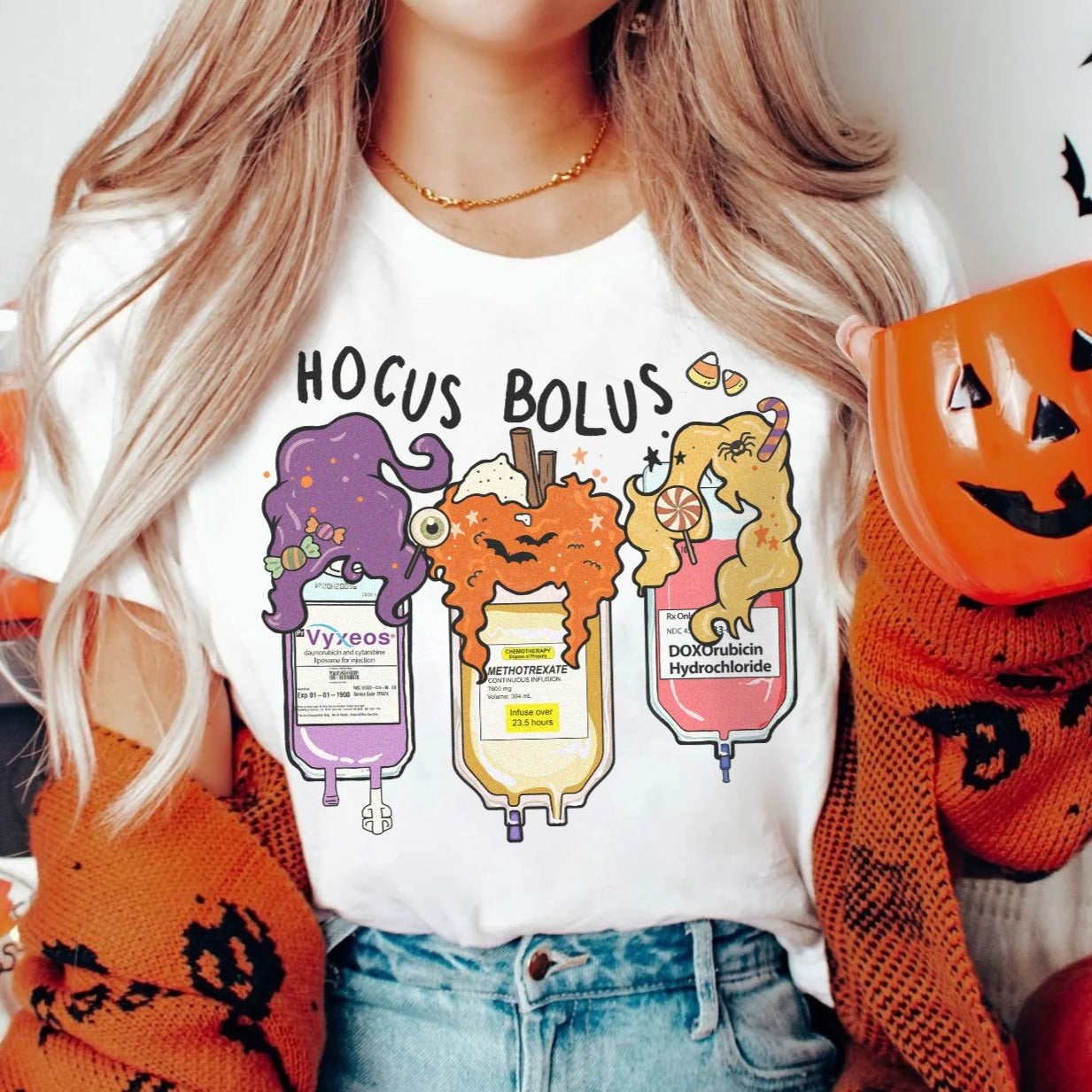 hocusboluschemowhite Hocus Bolus Trio - Oncology Edition T-Shirt - Image 1