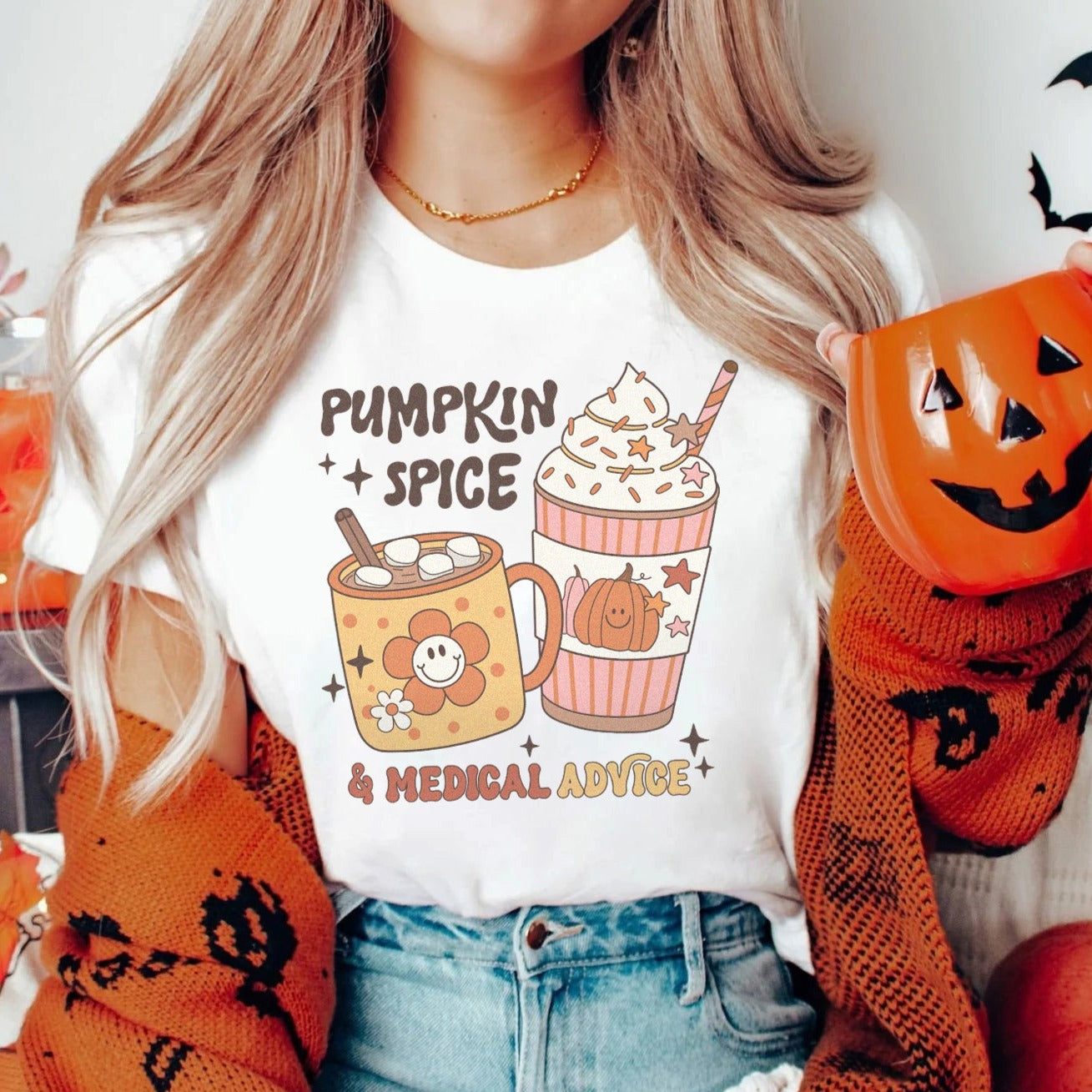 pumpkinspicemedicaladvicewhite Pumpkin Spice & Medical Advice T-Shirt - Image 1